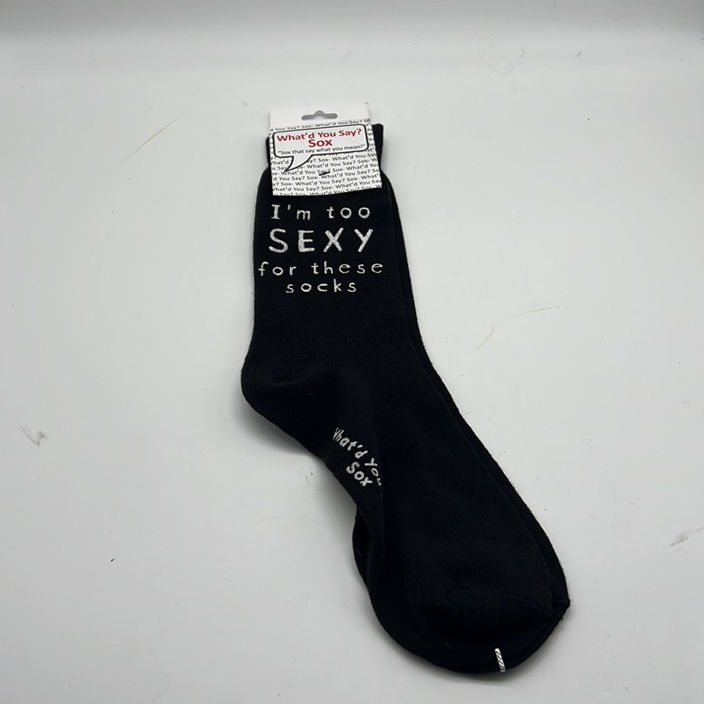 What'd‎ You Say? Sox Black Unisex Novelty Crew Socks  NEW